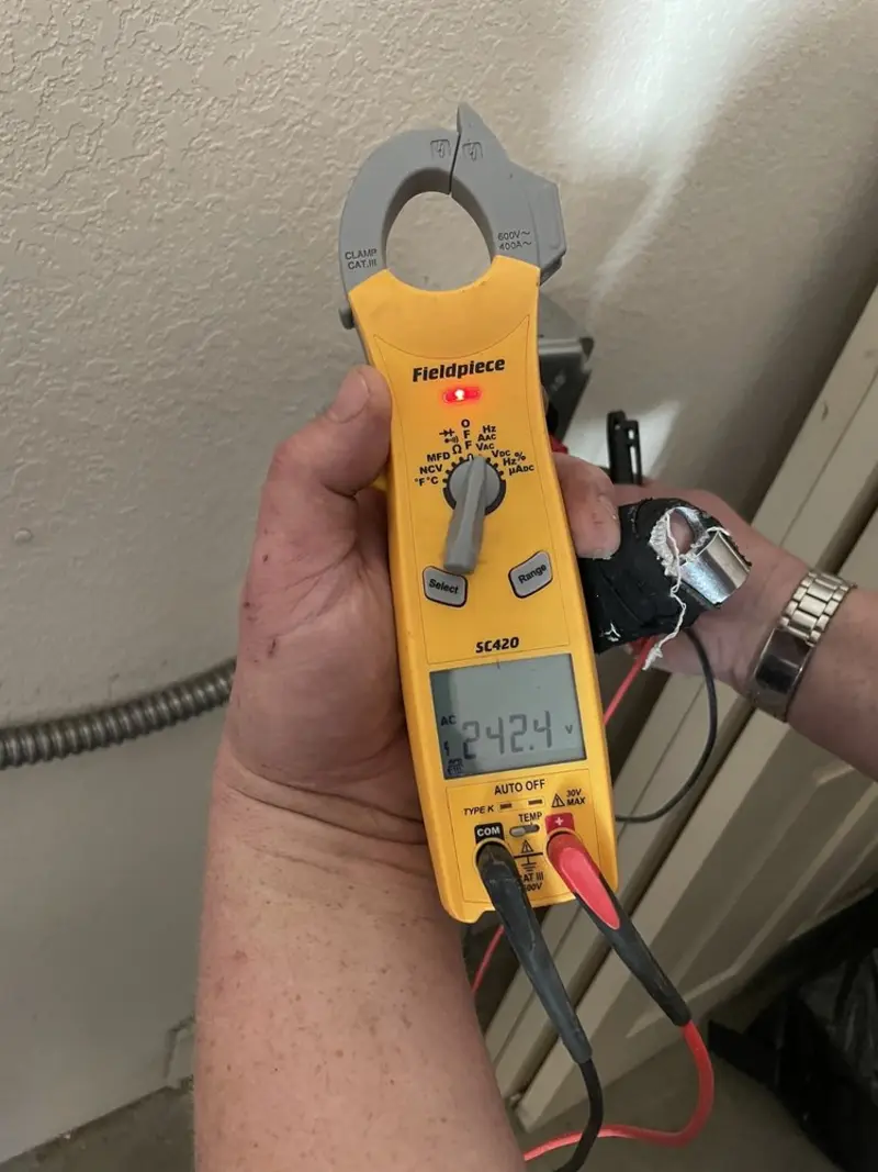 Voltage testing with clamp meter during Generator Installation in Powdersville